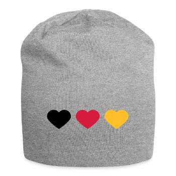 3 Herzen Deutschland Flagge Farben Liebe Deutsch - Jersey-Beanie - Grau meliert - Vorne