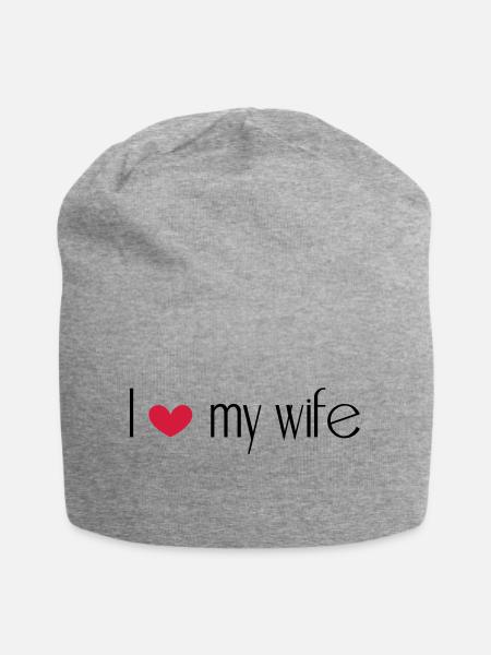 I love my wife - Jersey-Beanie - Grau meliert