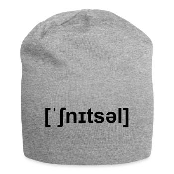 schnitzel lautschrift - Jersey-Beanie - Grau meliert - Vorne
