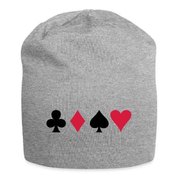 Alle vier Poker-Karten Karten-Anzüge in einer - Jersey-Beanie - Grau meliert - Vorne