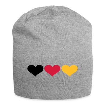 Deutschland Herzen - Jersey-Beanie - Grau meliert - Vorne
