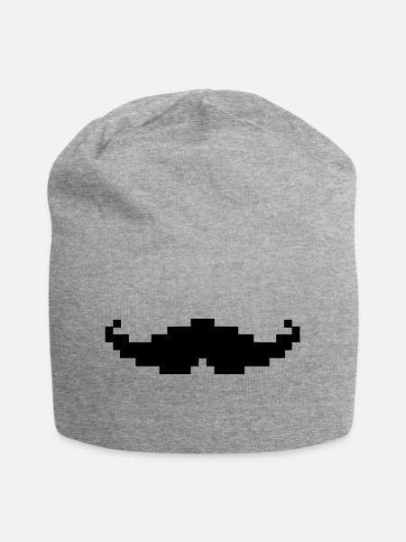moustache pixel geek - Jersey Beanie - heather grey