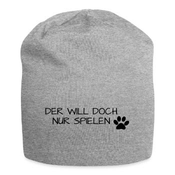 Der will nur spielen - Jersey-Beanie - Grau meliert - Vorne