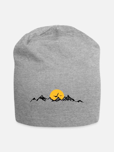 BERGE Gebirge Landschaft Silhouette Panorama - Jersey-Beanie - Grau meliert