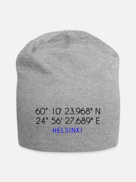 Helsinki Koordinaten - Jersey-Beanie - Grau meliert