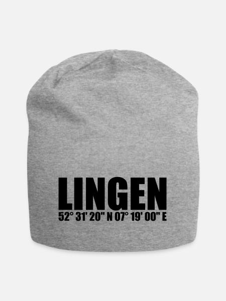 Lingen Koordinaten - Jersey-Beanie - Grau meliert