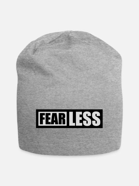 fearless Text Quote Design - Jersey Beanie - heather grey