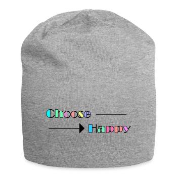 Choose Happy - Jersey-Beanie - Grau meliert - Vorne