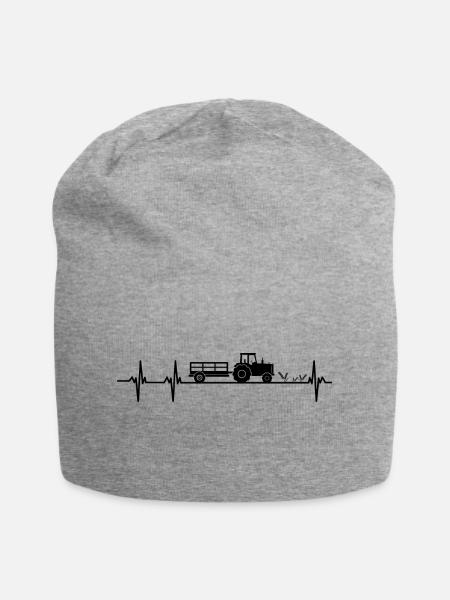 Traktor-Herzschlag - Jersey-Beanie - Grau meliert