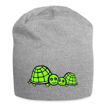 2 Tortues Maman Papa Enfant Famille Amour Mignon - Bonnet en jersey - gris chiné - Devant