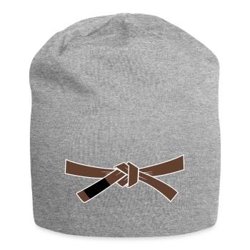Ceinture marron - Ceinture marron - Bonnet en jersey - gris chiné - Devant