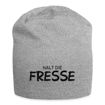 Halt die Fresse - Cooler Spruch - Jersey-Beanie - Grau meliert - Vorne