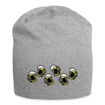 Bière, Bière, Verre de bière, Tasse de bière - Bonnet en jersey - gris chiné - Devant