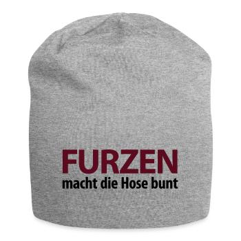 Furzen macht die Hose bunt. Kacke Scheiße Malheur - Jersey-Beanie - Grau meliert - Vorne