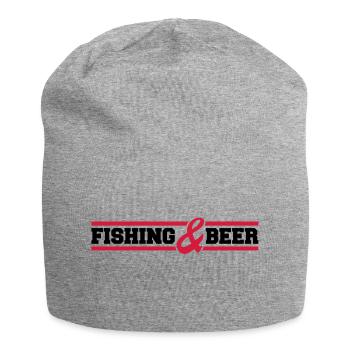 fishing_and_beer_c2 - Jersey Beanie - heather grey - Front