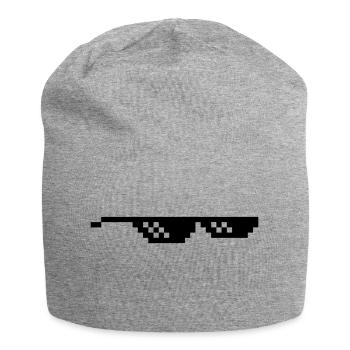 glasse lunette pixel internet meme fun - Jersey Beanie - heather grey - Front