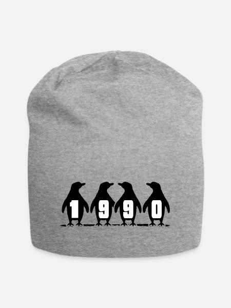 1990 geburtstag pinguin party winterschwimmer - Jersey-Beanie - Grau meliert