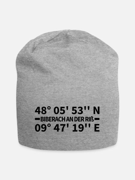 Biberach an der Riß Koordinaten - Jersey-Beanie - Grau meliert