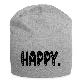 Happy - Jersey Beanie - heather grey - Front