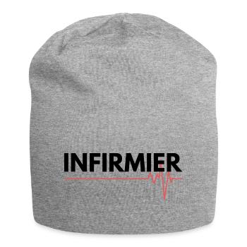 Cadeau 'Infirmier', pour les Soignants - Bonnet en jersey - gris chiné - Devant