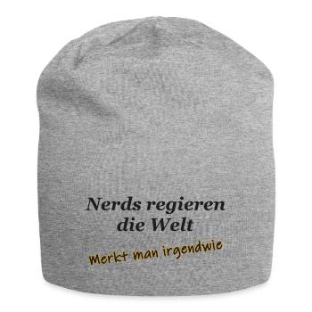 Nerds regieren. Merkt man. Schwarze Schrift. - Jersey-Beanie - Grau meliert - Vorne