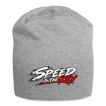 EK-Spruch: Speed is the key - Jersey-Beanie - Grau meliert - Vorne