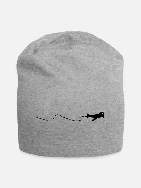 Flugzeug / flying plain (1c) - Jersey-Beanie - Grau meliert