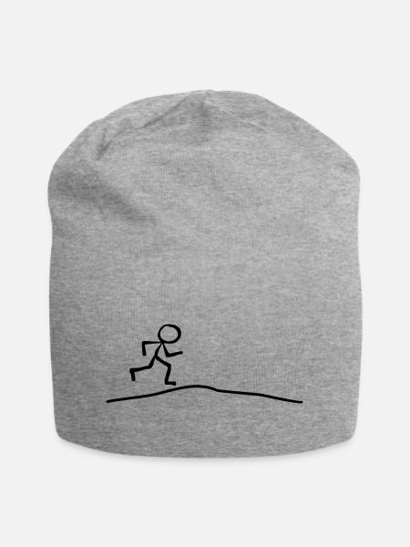 Strichmännchen läuft Steigung - Jersey-Beanie - Grau meliert
