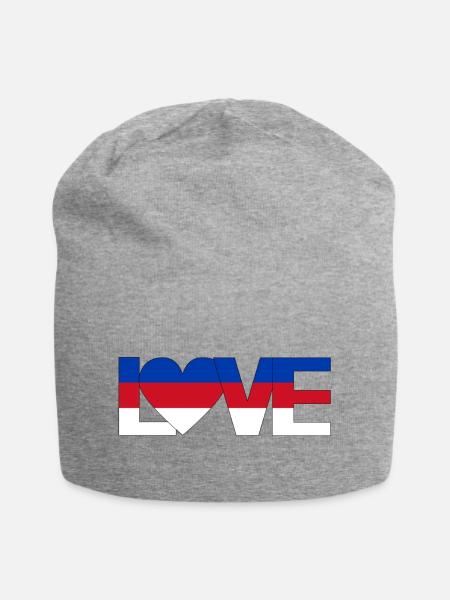 love Sorben Lausitz Oberlausitz Heimat mit Herz - Jersey-Beanie - Grau meliert