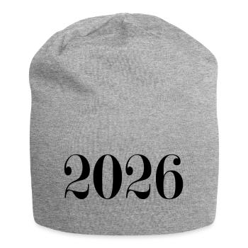 2026 - ein neues Jahr - Jersey-Beanie - Grau meliert - Vorne