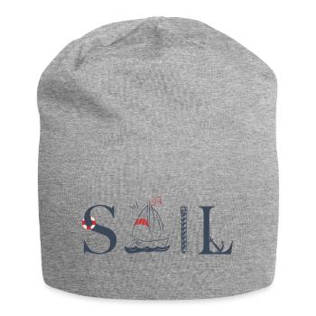 SAIL – Maritimes Typografie Design - Jersey-Beanie - Grau meliert - Vorne