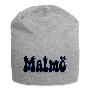 MALMO Buchstaben BLOB Schwarz und Neonblau - Jersey-Beanie - Grau meliert - Vorne