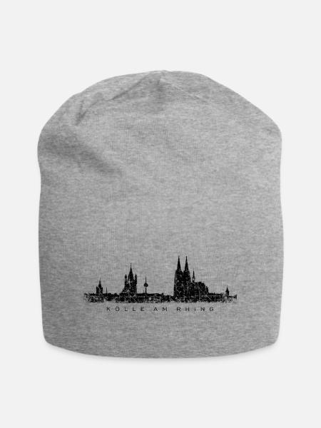 Kölle am Rhing Kölner Skyline Köln Vintage Schwarz - Jersey-Beanie - Grau meliert