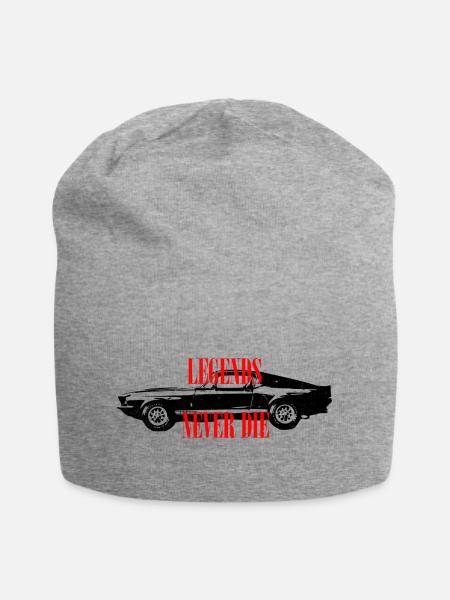 Legends Never Die – Kräftige Retro-Textgrafik - Jersey-Beanie - Grau meliert