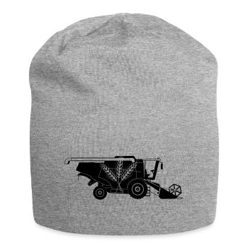 Combine Harvester with Three Grain Stalks Logo - Jersey Beanie - heather grey - Front