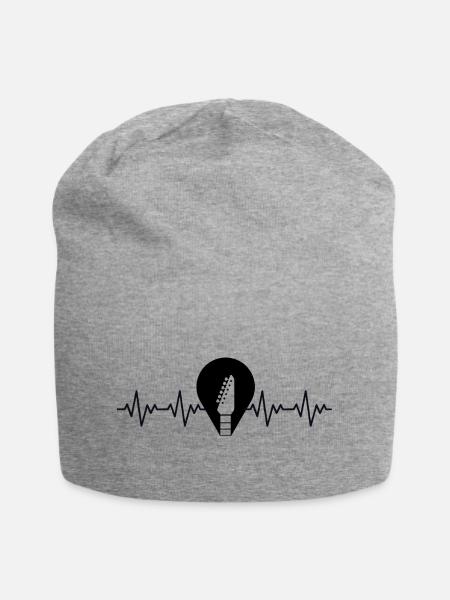 Plektron Plektrum Gitarre Gitarrist EKG Herzschlag - Jersey-Beanie - Grau meliert