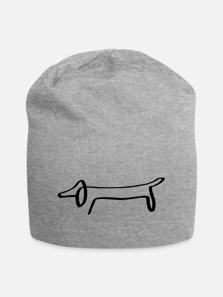 Linien Dackel - Jersey-Beanie - Grau meliert