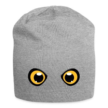 zwei leuchtende Augen einer Eule - Jersey-Beanie - Grau meliert - Vorne