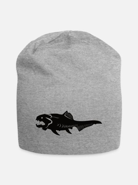 Dunkleosteus Panzerfisch, Das Ungeheuer der Urzeit - Jersey-Beanie - Grau meliert