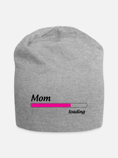 Mama lädt... Bitte warten - Werdende Mutter - Jersey-Beanie - Grau meliert