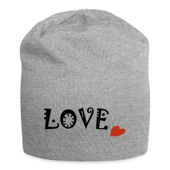 LOVE - Jersey-Beanie - Grau meliert - Vorne