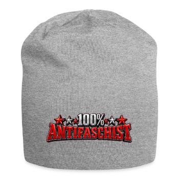 100% Antifaschist! - Jersey-Beanie - Grau meliert - Vorne