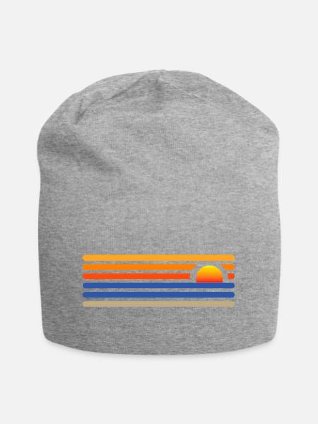 Sonnenuntergang am Strand - Jersey-Beanie - Grau meliert