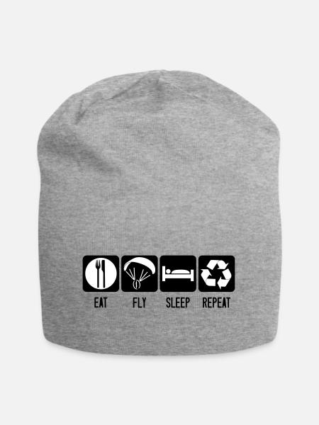 Paramotor Eat Fly Sleep Repeat - Paramotor White - Jersey Beanie - heather grey