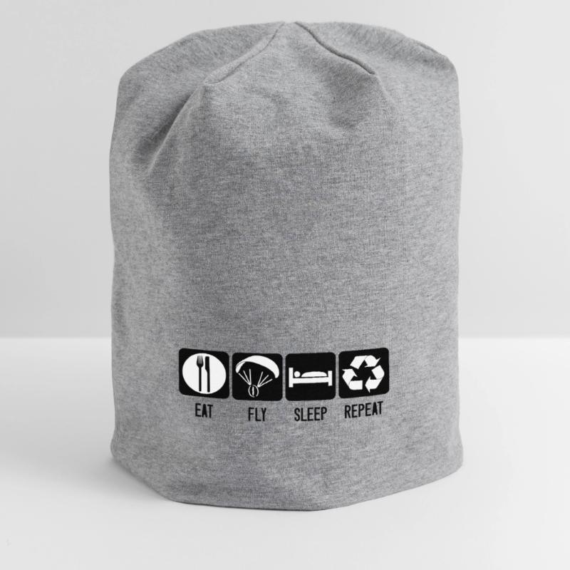 Paramotor Eat Fly Sleep Repeat - Paramotor White Jersey Beanie