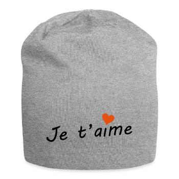 Je t'aime  - Bonnet en jersey - gris chiné - Devant
