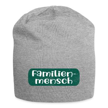 Familienmensch mit Herz - Jersey-Beanie - Grau meliert - Vorne