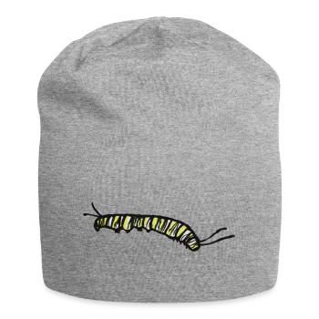 Striped Yellow Caterpillar - Jersey Beanie - heather grey - Front