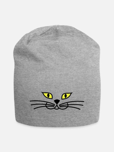 kitteh_face_green_eyes - Bonnet en jersey - gris chiné