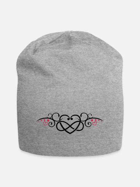 Herz mit Unendlichkeitschleife, infinity - Jersey-Beanie - Grau meliert